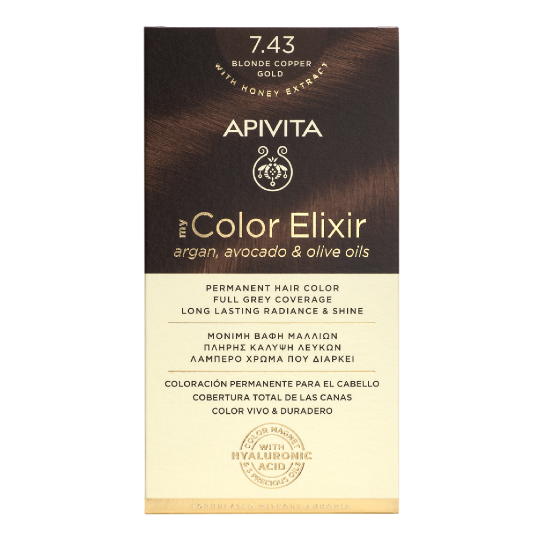 vopsea de par my color elixir blonde cooper gold n7 43 155 ml apivita