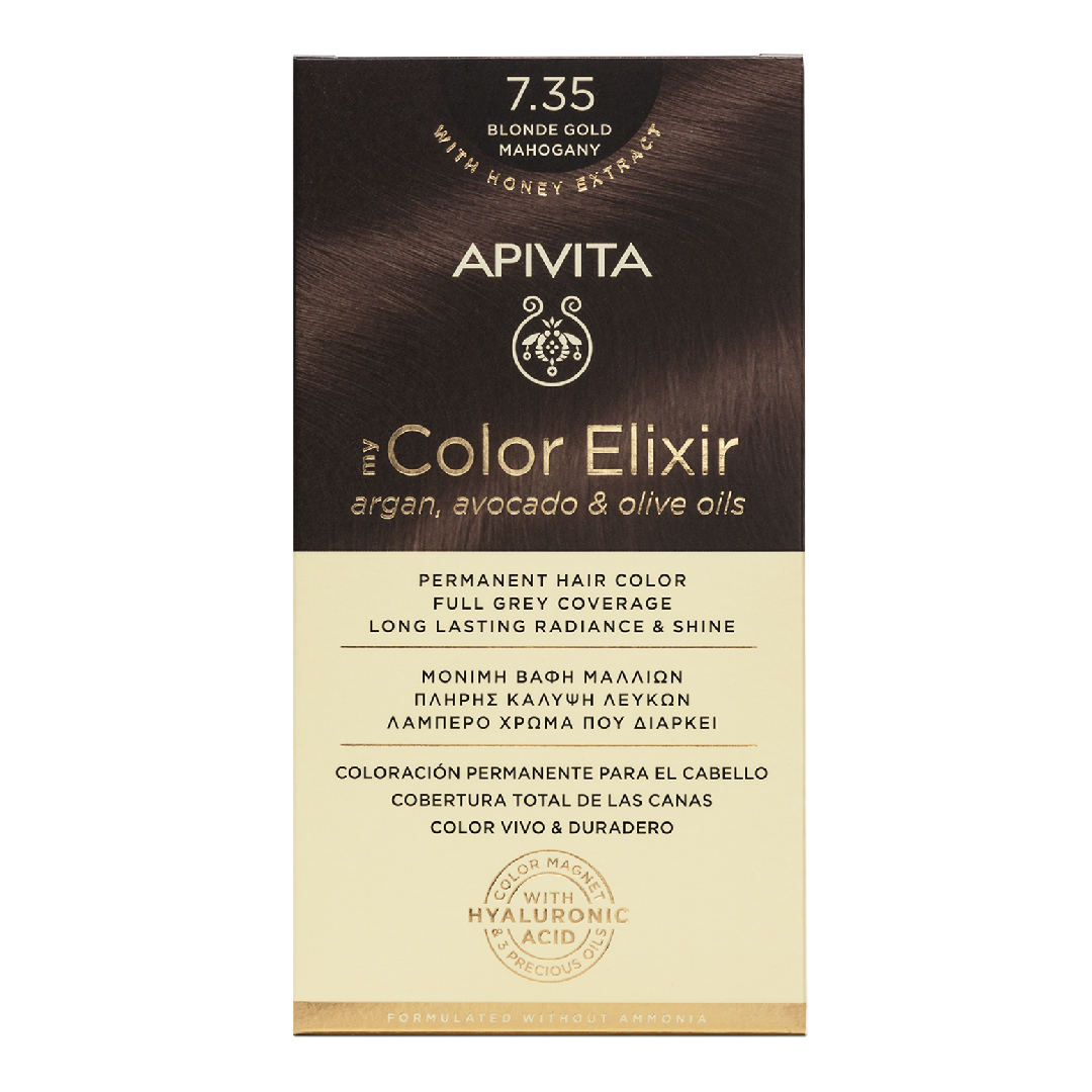 vopsea de par my color elixir blonde gold mahogany n7 35 155 ml apivita