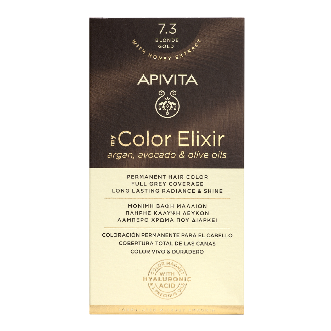 Vopsea de par My Color Elixir, Blonde Gold N7.3, 155 ml, Apivita