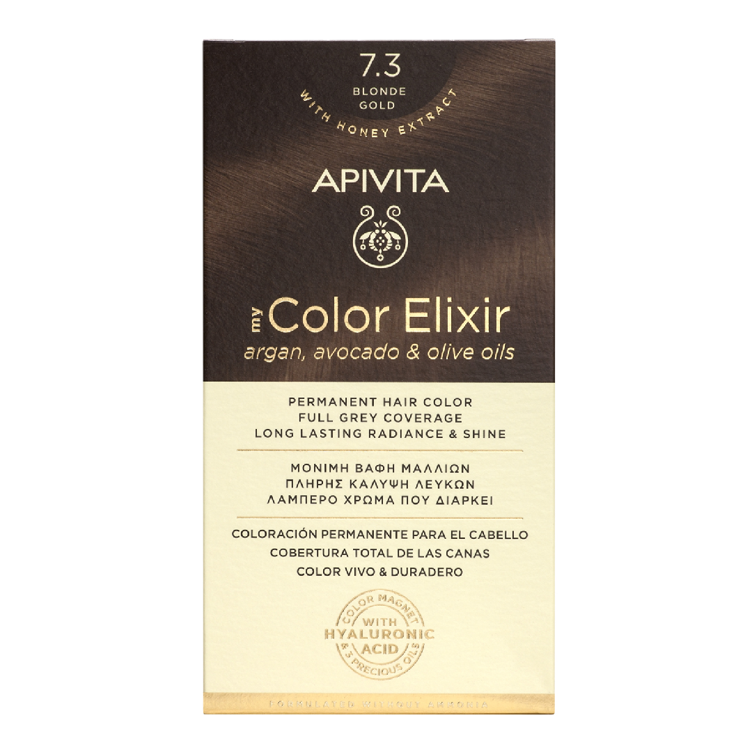 vopsea de par my color elixir blonde gold n7 3 155 ml apivita