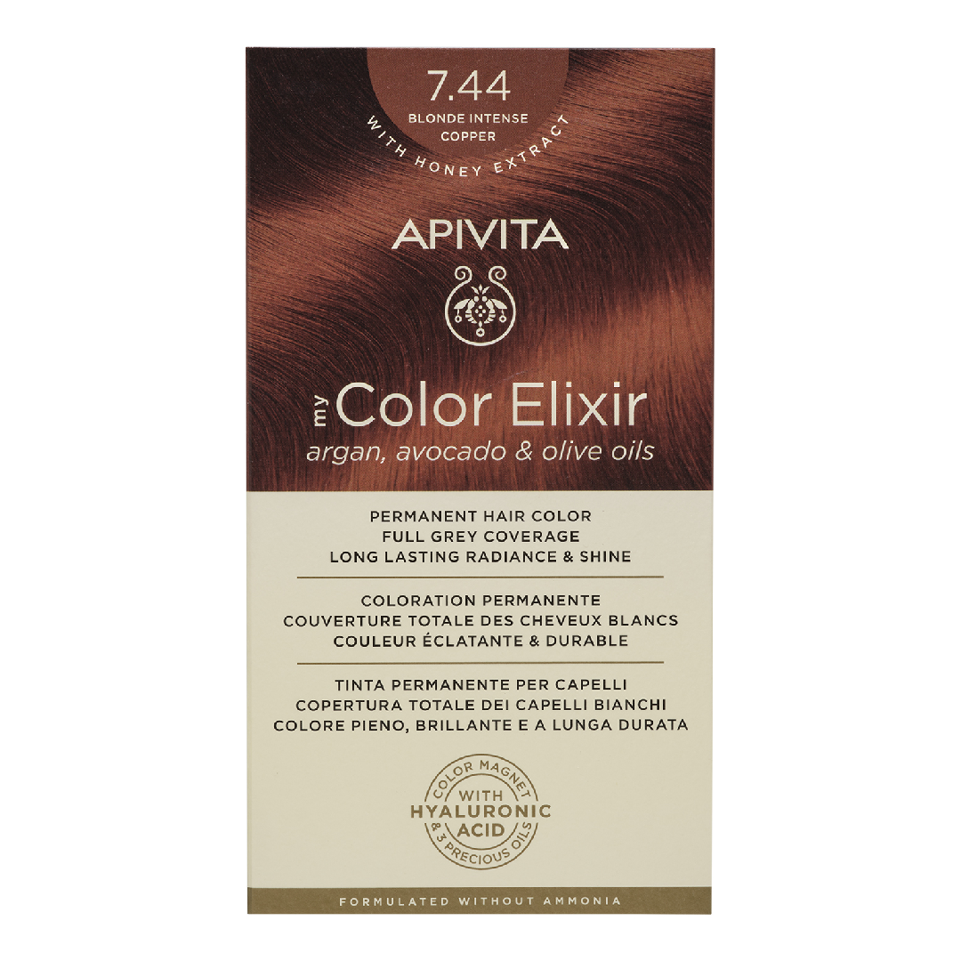 vopsea de par my color elixir blonde intense cooper n7 44 155 ml apivita