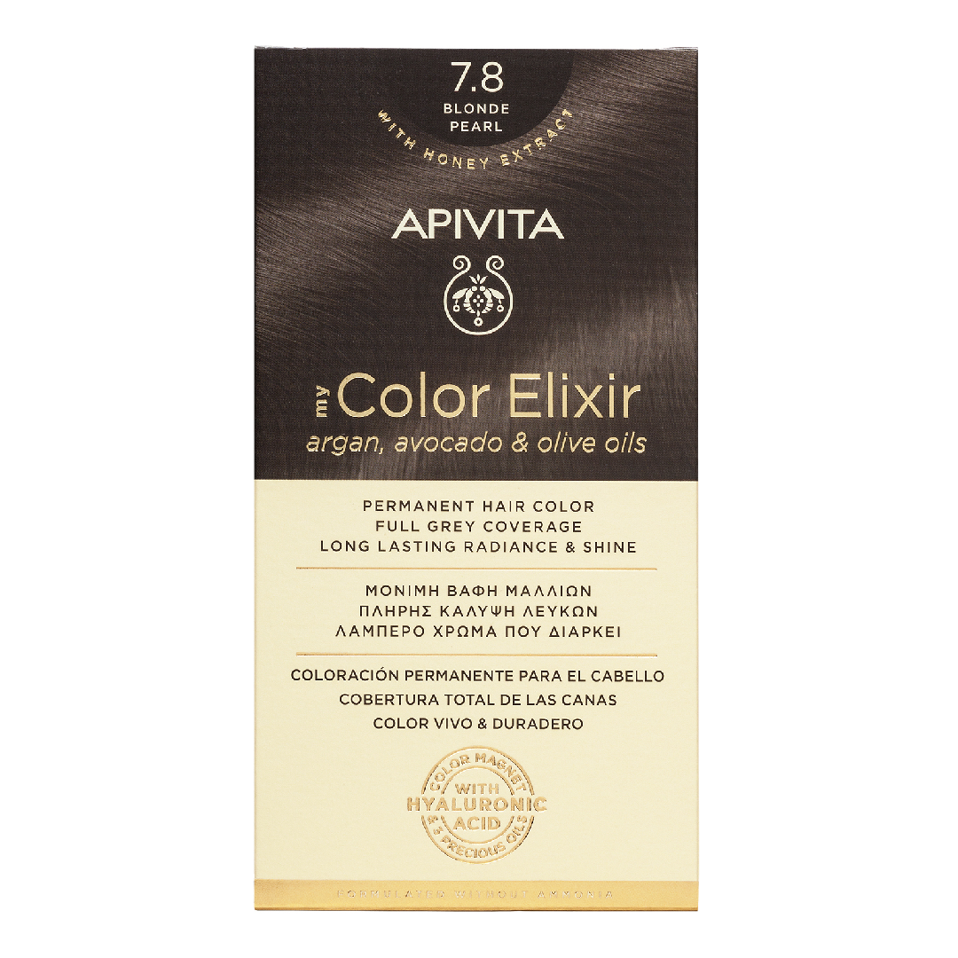Vopsea de par My Color Elixir, Blonde Pearl N7.8, 155 ml, Apivita 155 imagine noua