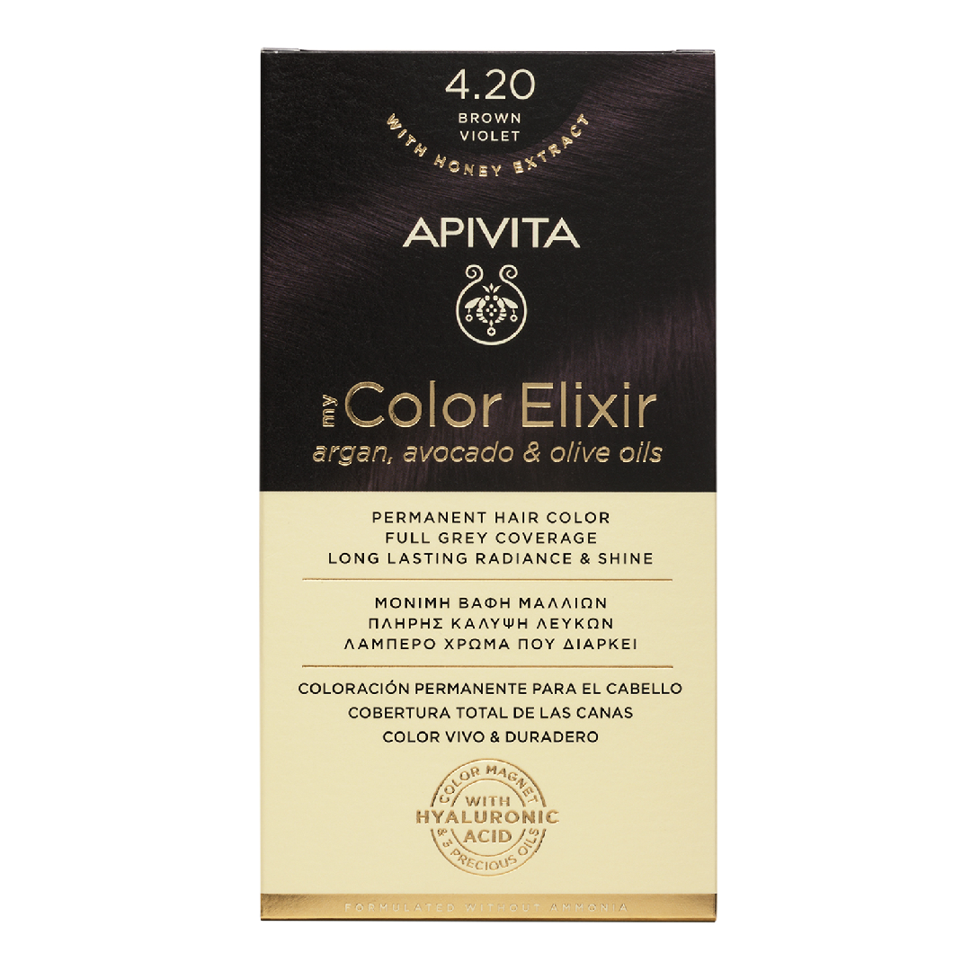 Vopsea de par My Color Elixir, Brown Violet N4.2, 155 ml, Apivita