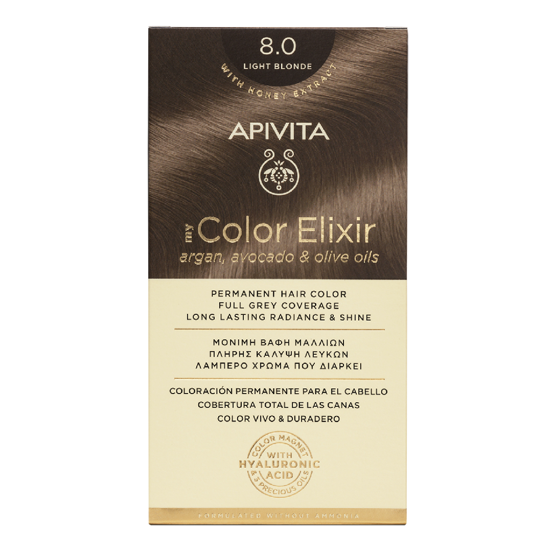 Vopsea de par My Color Elixir, Light Blonde N8.0, 155 ml, Apivita