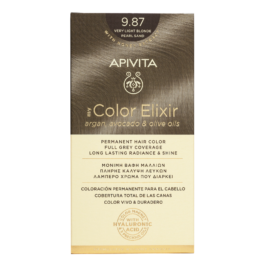 vopsea de par my color elixir very light blonde pearl sand 9 87 155 ml apivita