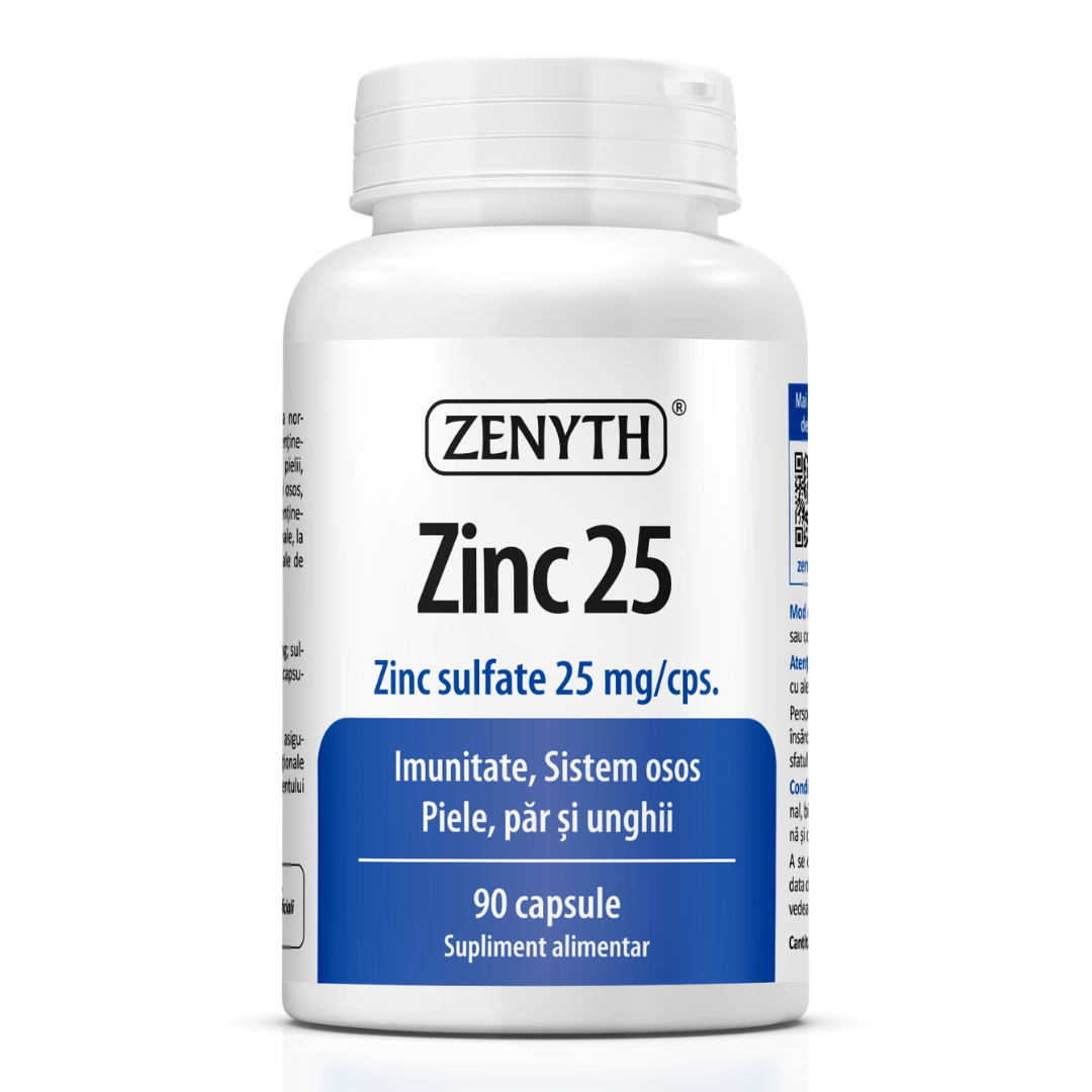 Zinc 25 (sulfat de zinc), 25 mg, 90 capsule, Zenyth
