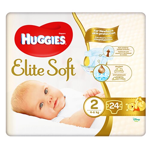 Scutece Huggies Elite Soft (nr 2) Convi 24 buc, 4-6 kg