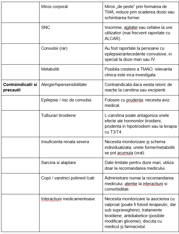 L-carnitina: rol, beneficii si deficit | Spring Farma