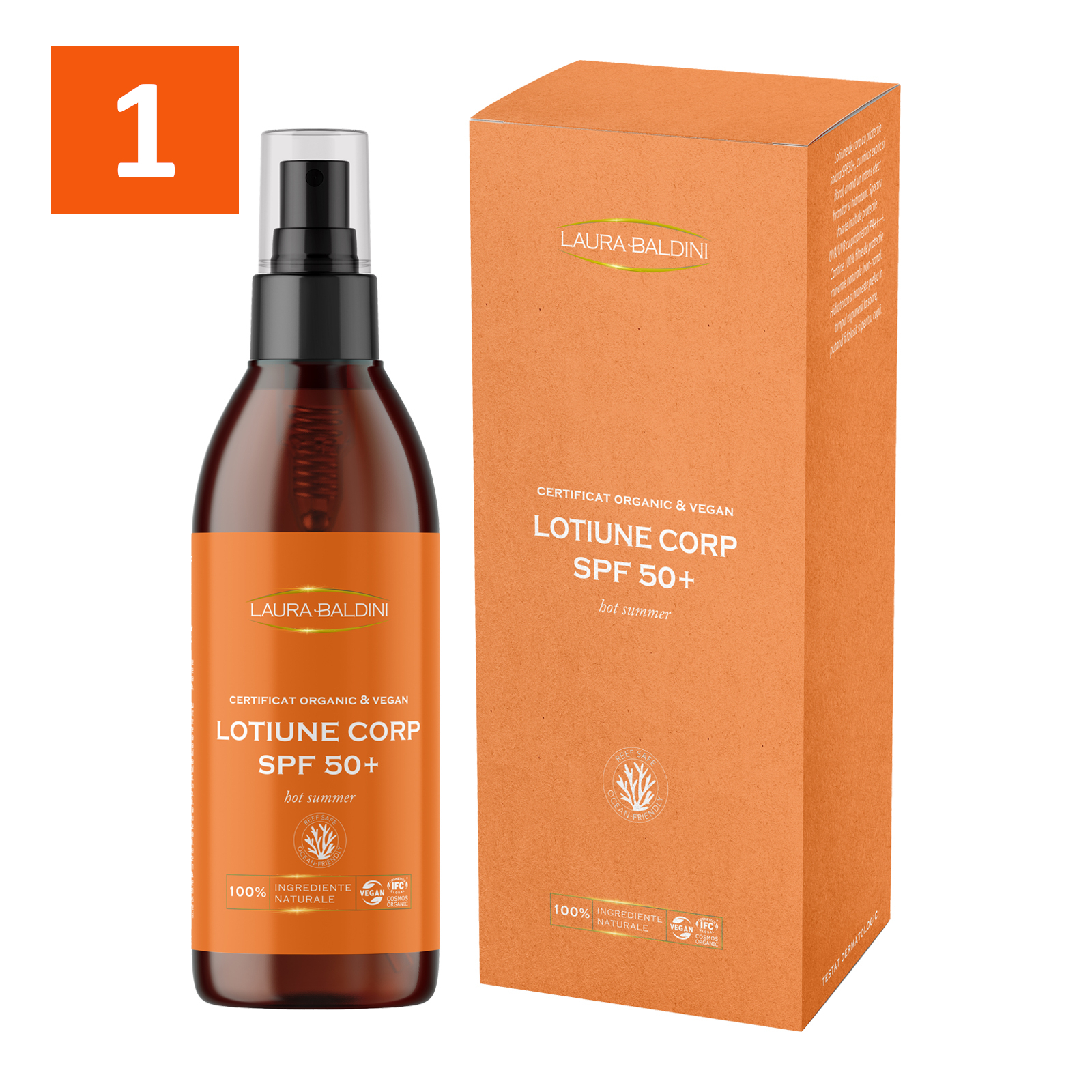 Lotiune corp SPF50+ Hot Summer, 125ml, Laura Baldini