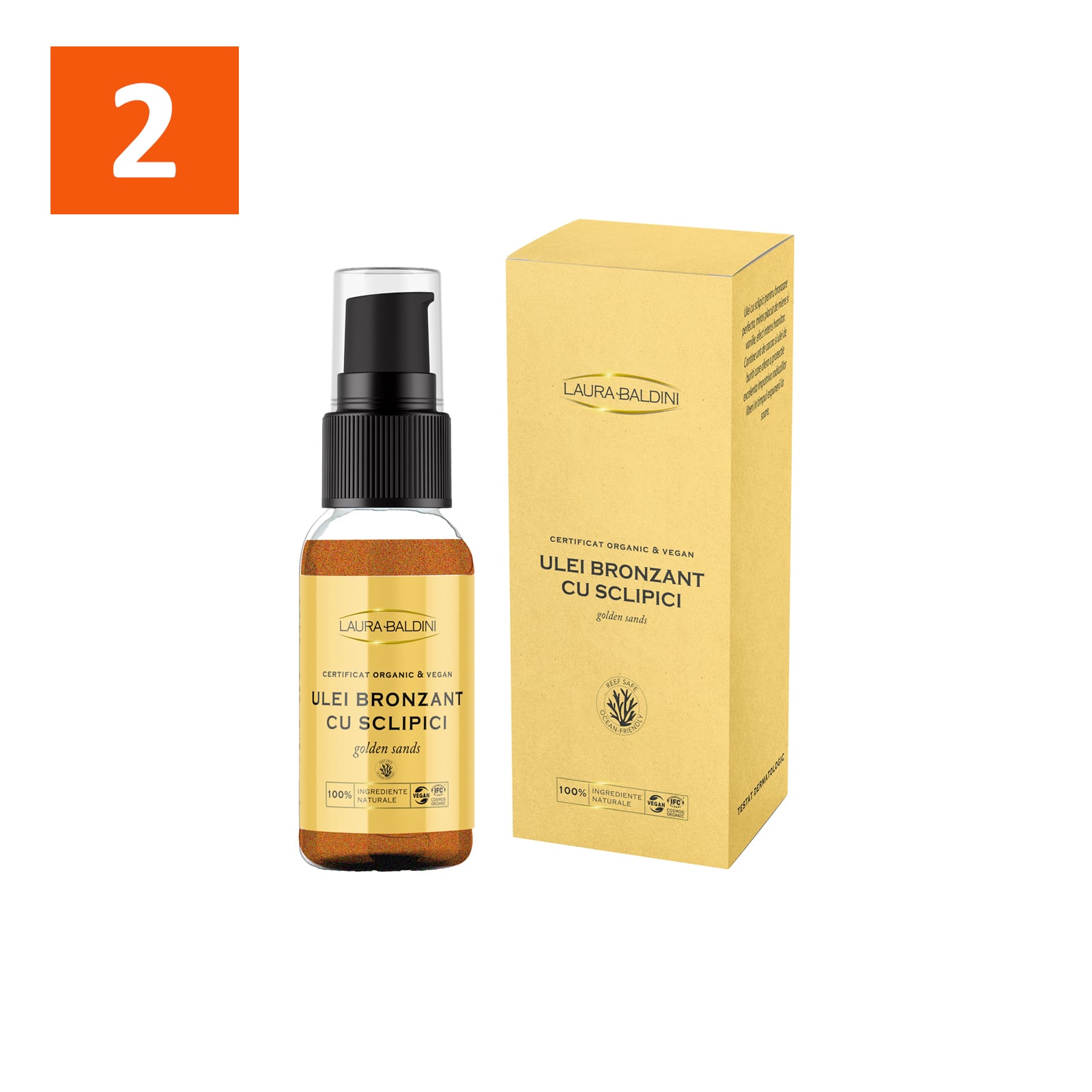Ulei bronzant cu sclipici Golden Sands 50ml, Laura Baldini